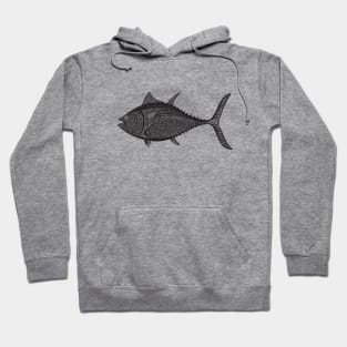 Bluefin Tuna Ink Art - cool detailed fish design - on white Hoodie